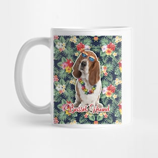 Basset Hound Summer Funky Hawaiian, Hawaii Style, Dog Personalized Hawaiian Mug